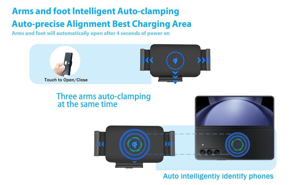 Press the key switch to turn on and close, wireless charging in the center position